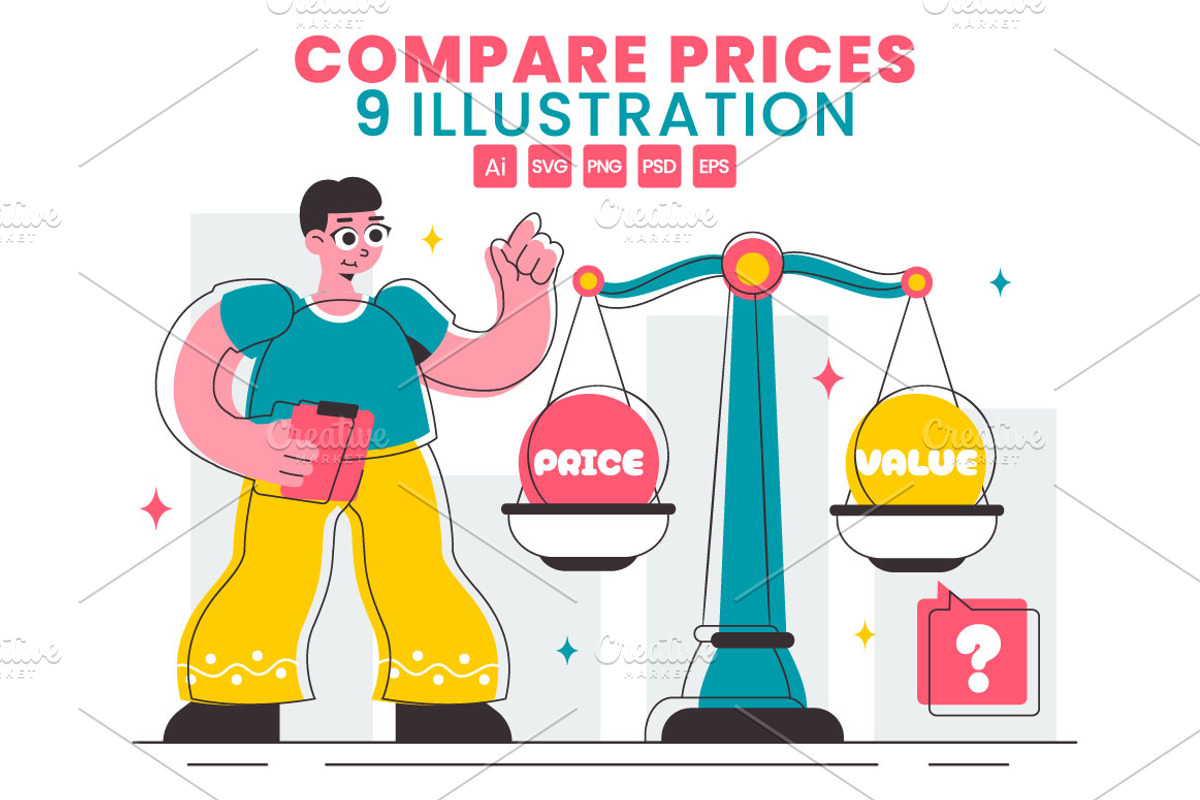 9 Compare Prices Illustration, a Finance Illustration by denayunebgt (Photo 1 of 3)