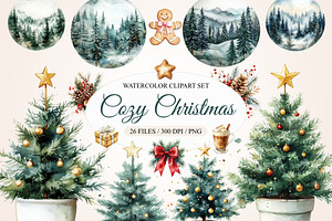 Cozy Christmas Clipart, a Seasonal Illustration by Housui Patterns