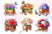 Floral Wooden Wagon Clipart PNG, a Work Illustration by Dream Creation (Thumbnail 2 of 5)