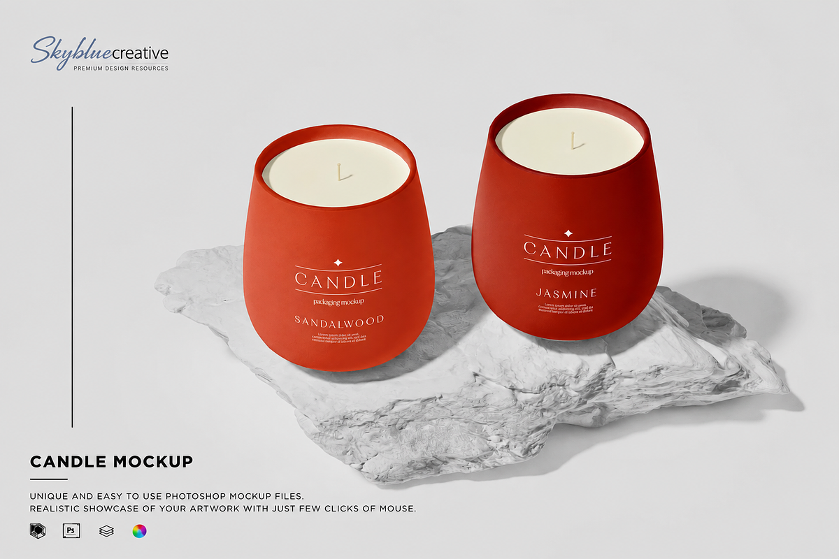 Candles Packaging Mockup, an Advertising Mockup by skybluecreative (Photo 1 of 2)