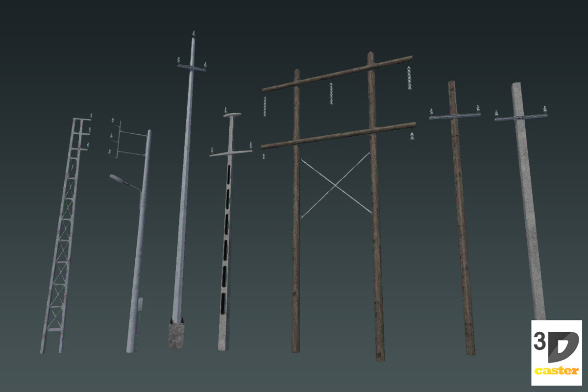 Electric Poles, an Environmental 3D Model by 3DCaster (Photo 1 of 9)