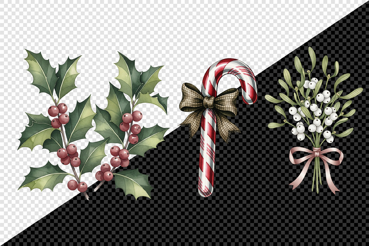 Moody Christmas Clipart PNG Bundle, an Illustration by Creative Art (Photo 4 of 9)