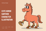 Cute Horse Cartoon Character, an Animal Illustration by Partikusi Design (Thumbnail 1 of 3)
