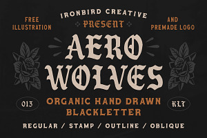 Aero Wolves + Extras, a Blackletter Font by IronbirdCreative
