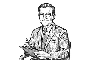 psychologist man holding clipboard, a Healthcare Illustration by AlexArt
