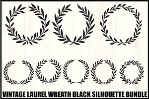 Laurel Wreath Silhouette Set, an Illustration by hafijul