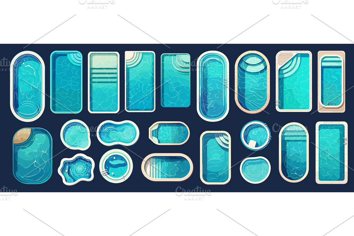 Pool top view. Summer swimming area, an Object Illustration by Stock-Smart-Start