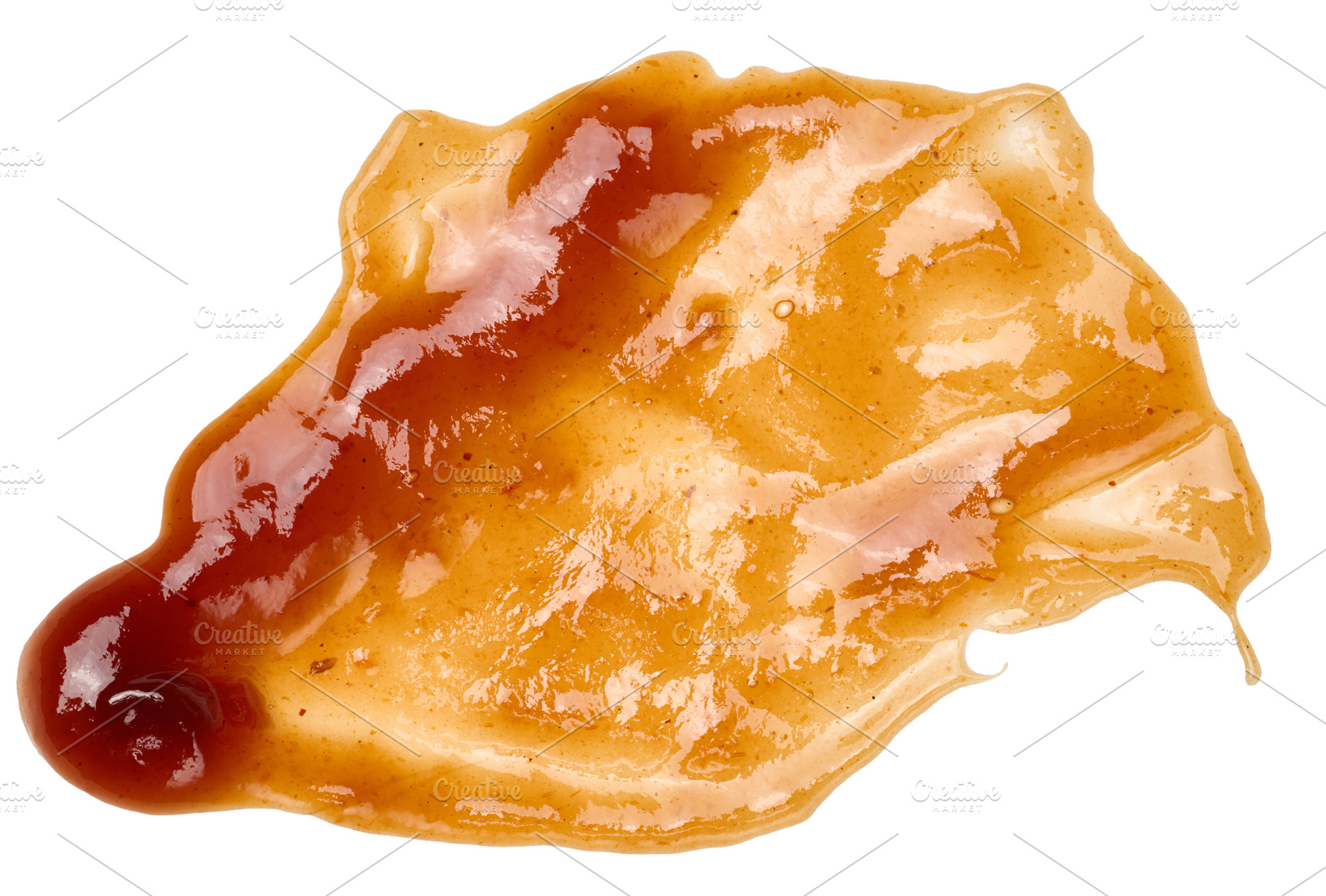 A thick smear of sauce and a rich amber-brown color with a gloss, a Food & Drink Photo by ndanko
