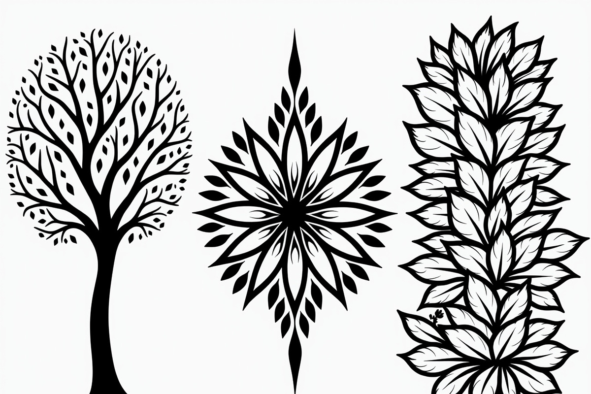 Decorative Tree Floral Tile Set, a Decorative Illustration by Artivon (Photo 2 of 5)