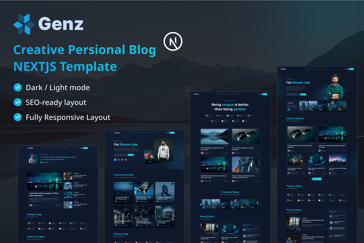 Genz - Creative Blog NextJS Template, a React Template by AliThemes (Photo 1 of 5)