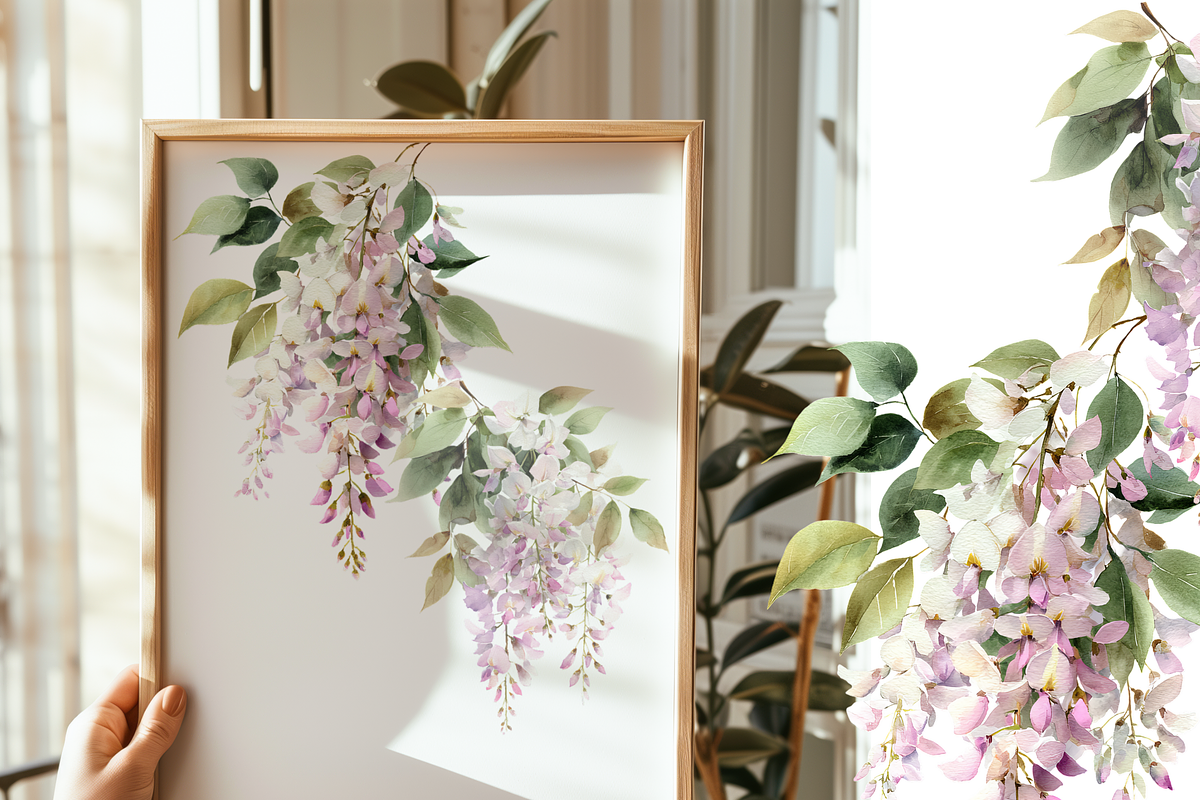 Watercolor Pink Wisteria Clipart, a Decorative Illustration by ThaismotaCreativeCo (Photo 7 of 11)
