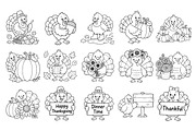 Autumn Turkey Doodle Line Art, a Seasonal Illustration by DENIDigitalArtSudio (Thumbnail 5 of 8)