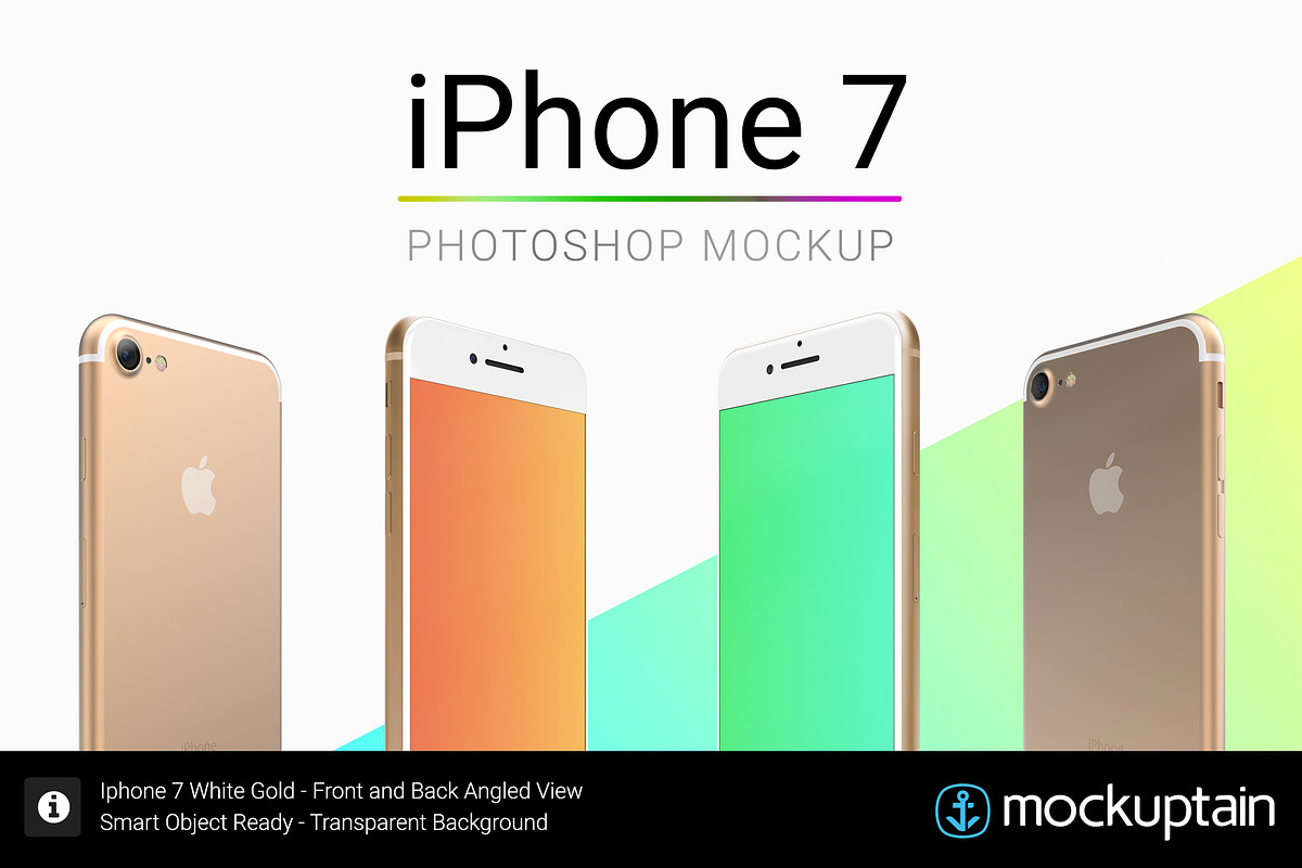 Iphone 7 Mockup White Gold Angled, an iPhone Mockup by mockuptain (Photo 1 of 6)