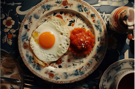 Warm Breakfast plate food. Generate, a Food & Drink Photo by Ylivdesign