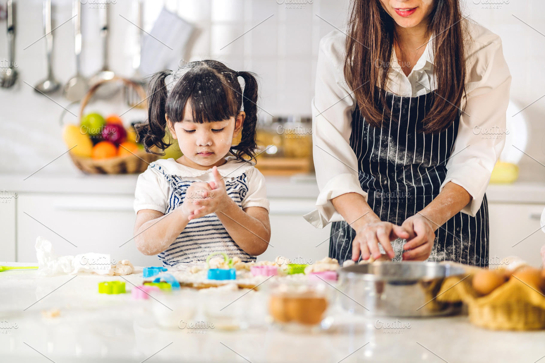 Portrait of enjoy happy love asian family mother and little todd, a Person Photo by Art_Photo