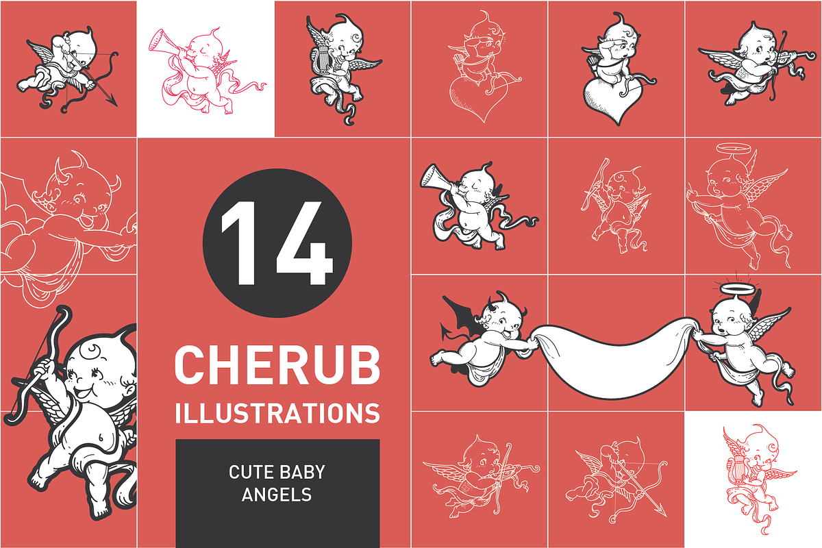 14 Angels - Vector Illustrations, an Illustration by Inkwell Supply Co (Photo 11 of 12)