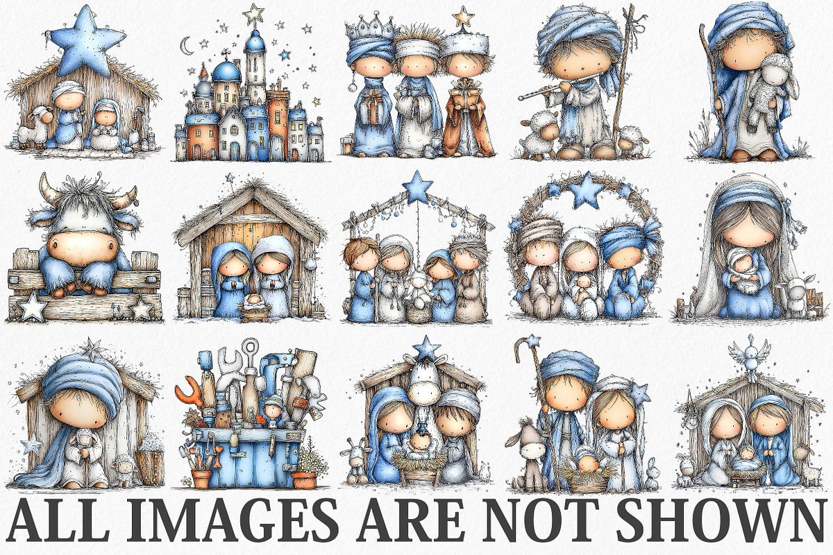 Christmas Nativity Clipart Bundle, an Illustration by Canvas Craft (Photo 3 of 6)