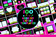Neon Etsy Listing Templates, a Branding & Logo Template by SunshineStudioBoutique (Thumbnail 1 of 8)
