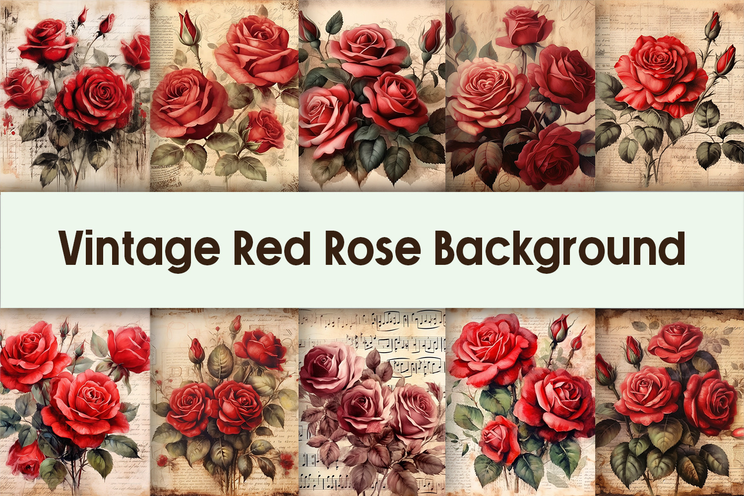 Vintage Red Rose Background, a Background Graphic by AdriOP