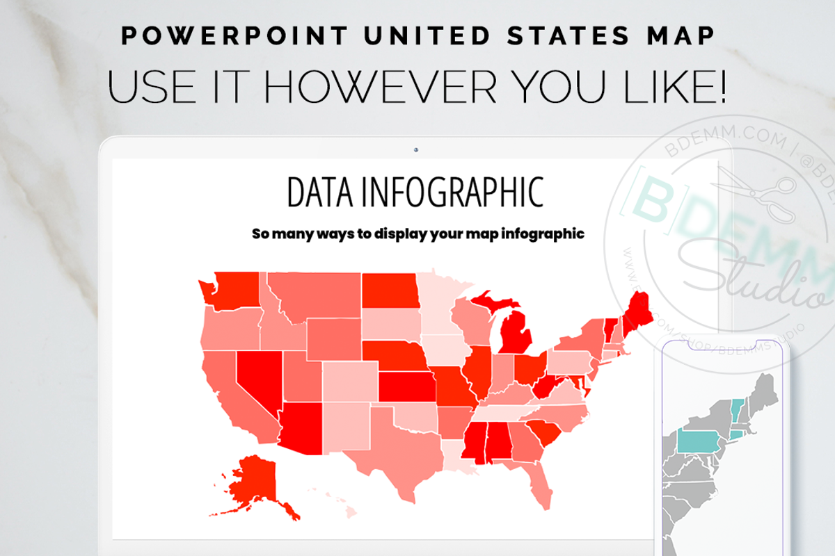 Editable USA Map PowerPoint Template, a Presentation Template by Bdemm Studio (Photo 6 of 6)