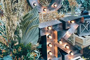 Rustic fall decor with illuminated, a Photo by Dvoevnore photos