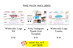 Watercolor Branding Bundle Kit