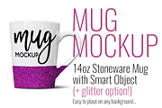 Mug White 14oz Tapered with Glitter, a Product Mockup by SarahDesign (Thumbnail 1 of 5)