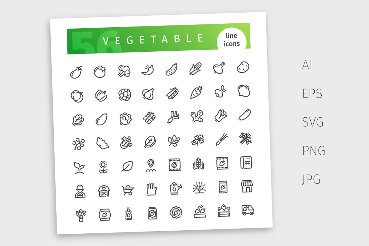 Plant Line Icons Set, an Outline Icon by Voysla's Shop (Photo 4 of 4)