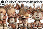 Quirky Christmas Reindeer Clipart, an Illustration by Daily.Designs (Thumbnail 1 of 5)