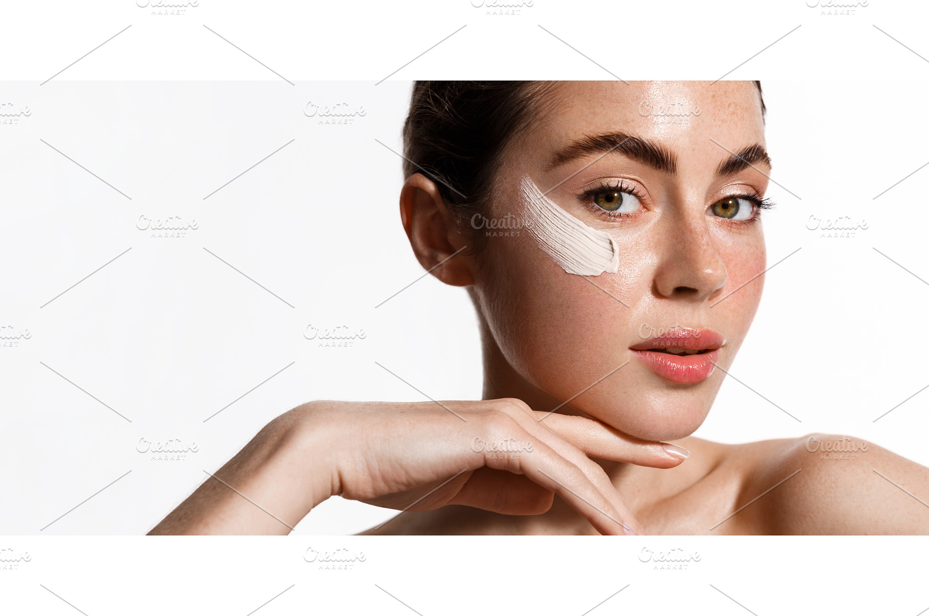 Face and makeup. Beautiful brunette, a Health & Medical Photo by ringsaroundme