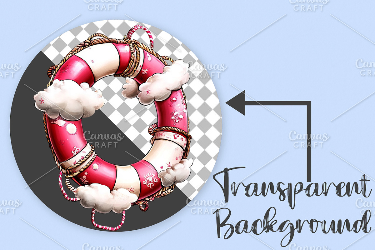 Whimsical Summer Lifebuoy Clipart, an Illustration by Canvas Craft (Photo 3 of 7)