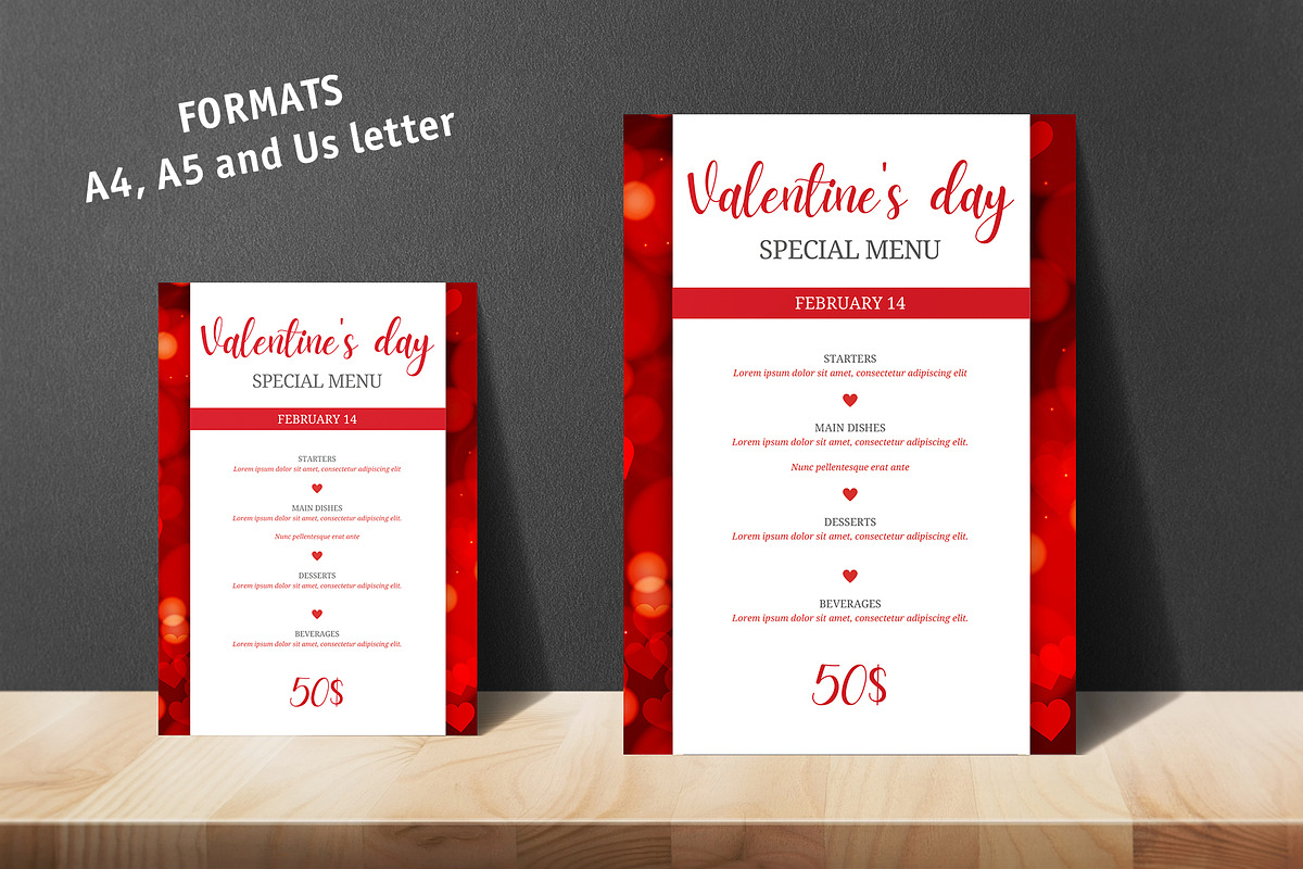 Valentine day menu | Canva, a Flyer Template by naylart (Photo 2 of 5)