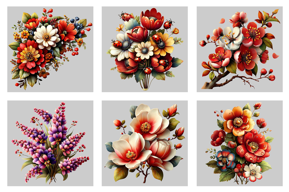 Watercolor Spring Floral Clipart, an Illustration by Black Bird Studio (Photo 5 of 5)