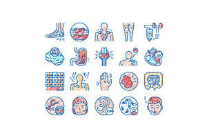 Disease Human Problem set Icons hand, an Object Illustration by pikepicture