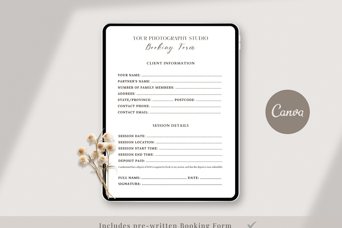 Photography Booking Form for Canva, a Templates & Theme by Princess & the Pea Design (Photo 2 of 5)