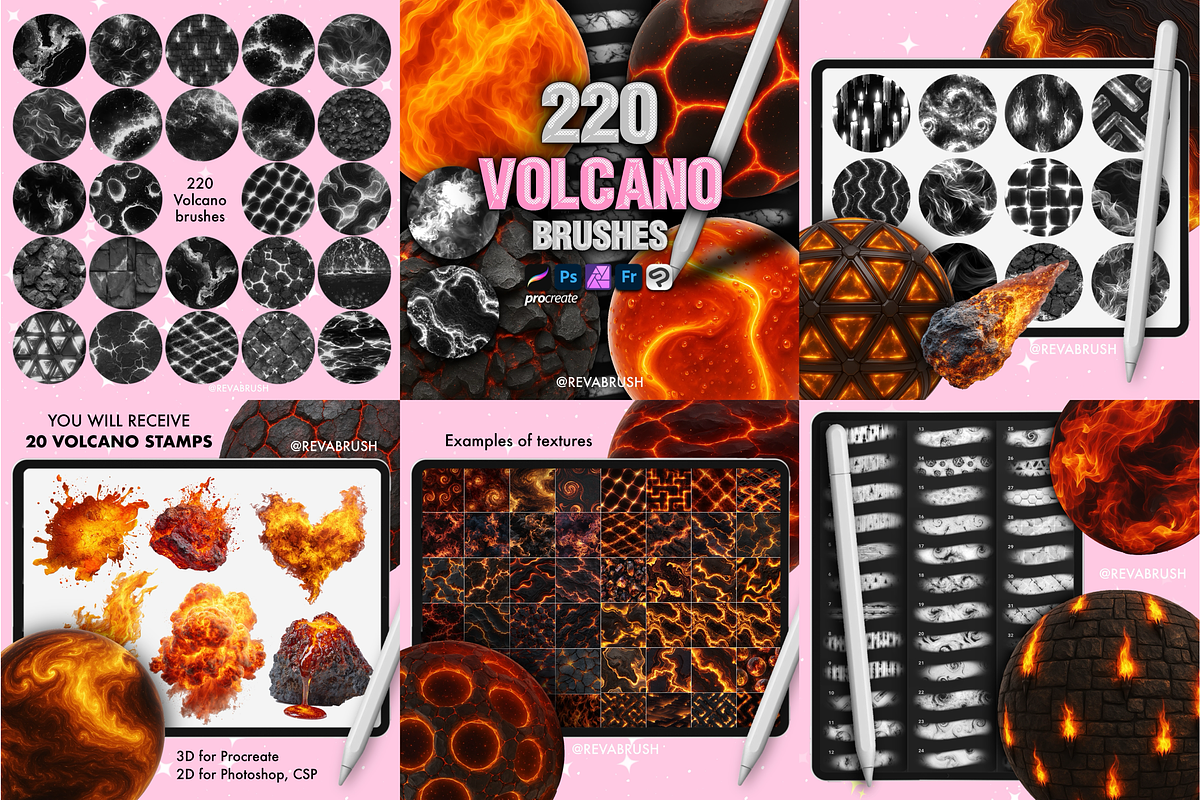 Procreate BUNDLE Texture brushes, a Brush Add-On by Revabrush (Photo 3 of 7)