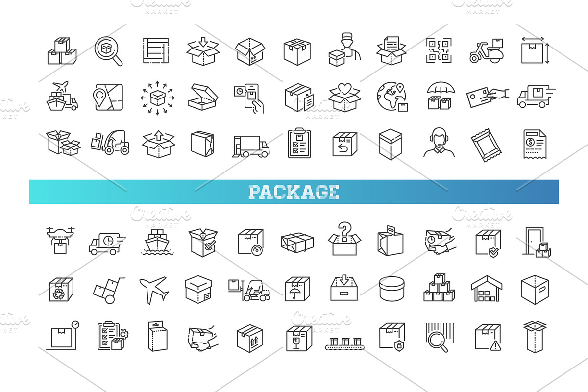 Set of delivery and logistics icons, a Transportation Illustration by Tettygreen