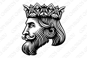 King Medieval Crown Head Face, a Person Illustration by Christos Georghiou