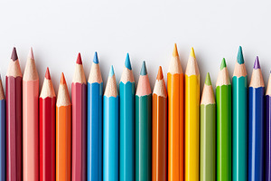 A row of sharpened colored pencils, a School & Education Photo by MistyDay