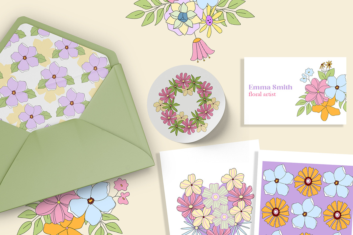 Retro Flower Power Bundle, an Object Graphic by Sofico (Photo 3 of 23)