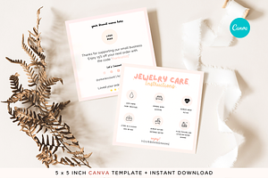 Jewelry Care Card for Canva Template