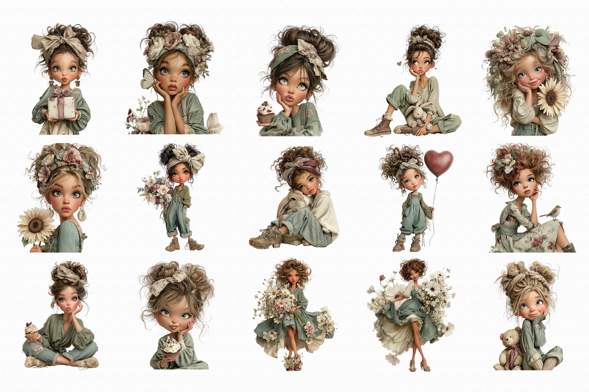 Whimsical Cute Girls Watercolor Clip, a Graphic by Libby Wishes (Photo 2 of 4)