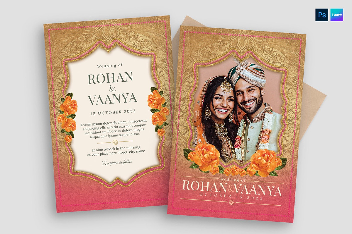 Indian Wedding Invitation Template, a Card Template by BrandPacks (Photo 1 of 5)