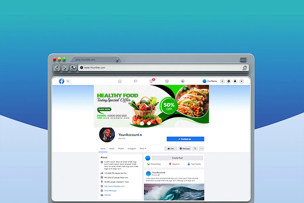 Food Facebook Cover Bundle, a Marketing Template by Photoshop Action (Photo 4 of 13)