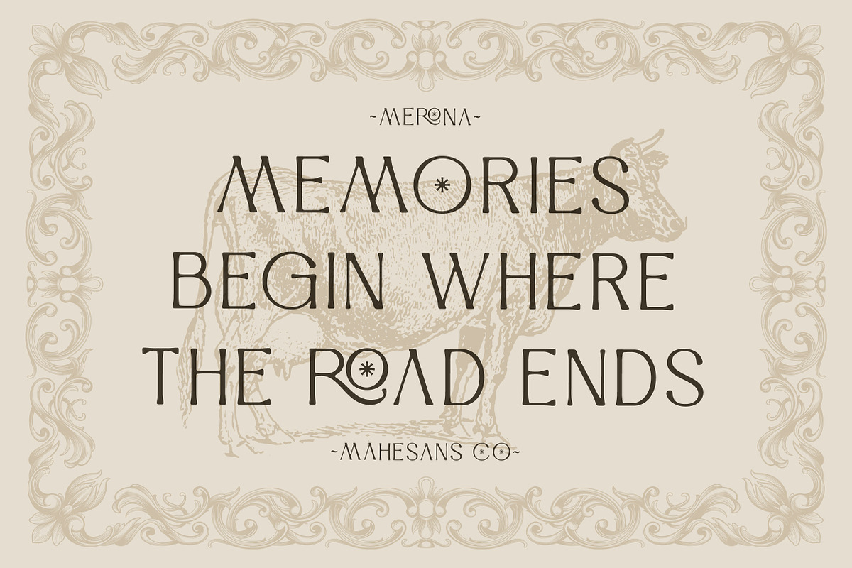 Merona – Vintage Display Typeface, a Serif Font by Mahesans Co (Photo 7 of 10)