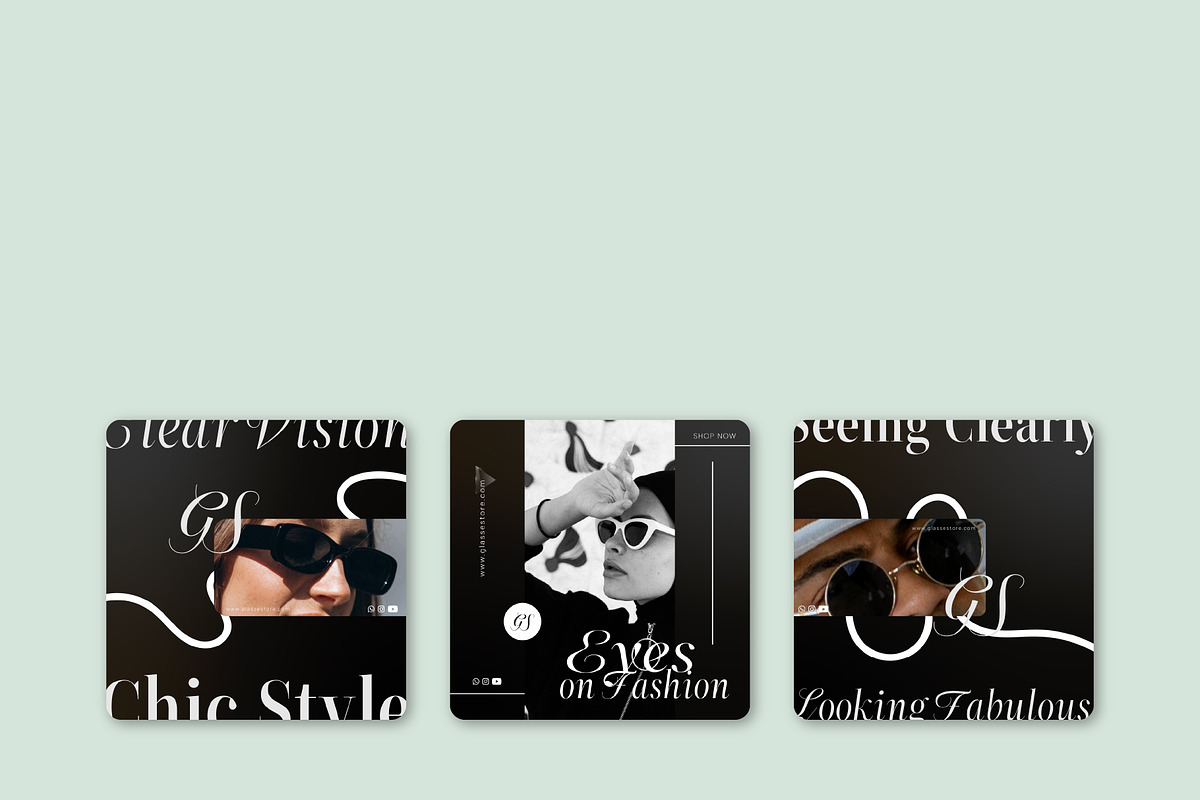 Eye Wear // Fashion Social Media Kit, a Social Media Template by SecondBrain Store (Photo 4 of 9)
