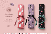 Pink Halloween clipart & patterns, a Seasonal Illustration by JulzaArt (Thumbnail 4 of 14)