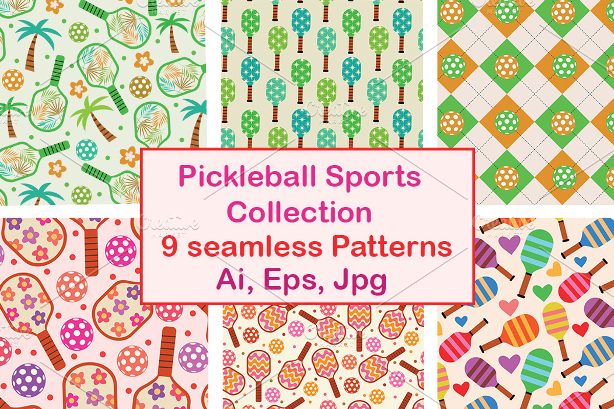 Pickleball Patterns Collection, a Pattern Graphic by Yasmine Patterns (Photo 1 of 7)
