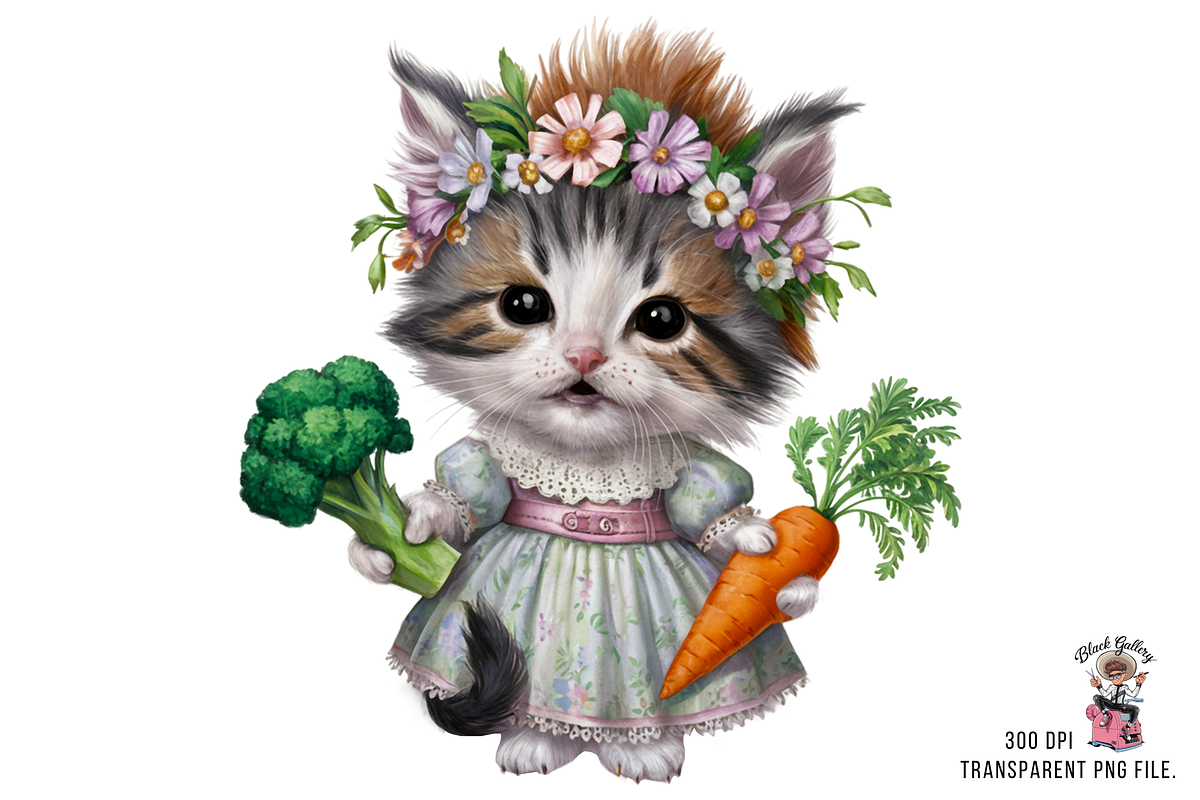 Vegetables Gardener Cat PNG Bundle, a Graphic by Clipart Bloom (Photo 7 of 13)