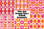 Pink & Orange Retro Scandi Geometric, a Pattern Graphic by Pattern Whimsy (Thumbnail 1 of 8)